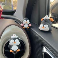 Mielas pingvinas automobilio oro gaiviklis Automobilio oro kondicionieriaus ventiliacijos angos dekoracija Kvapų difuzoriaus akmuo Aukščiausios klasės automobilio interjero aksesuarai moterims Penguin 3-Piece Set (Free Essential Oil) black