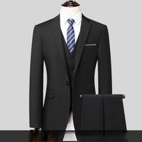 Dviejų sagų kostiumas vyrams (kostiumas + kelnės) Gražus Slim-fit Verslo Profesionalus Darbo Formalus Dviejų dalių Komplektas XS-6XL XS black