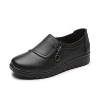 Spring Autumn Women Fashion Casual Leather Shoes Ladies Slip On Comfortable Loafers Daily Wear 41 juoda