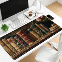 Book Flower Large Extended Gaming Mouse Pad Non Slip Desk Mat Vintage Floral Books Keyboard Mouse Pad For Laptop Desktop Office 800x400x2mm white