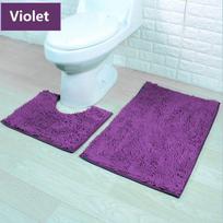 Prabangus 2 dalių vonios kilimėlių rinkinys Neslystantis tualeto pjedestalo kilimėlis su minkštu putplasčiu Švelnus šenilo kilimėlis Violet gray