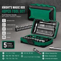 40Pcs Mini Ratchet Screwdriver Socket Set Magnetic Bit Holder Portable Repair Tool Kit with Sockets Extension Bars Universal Joint žalia