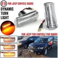 2Pcs LED Dynamic Amber Side Marker Turn Signal Light for Jeep Compass Patriot Liberty Grand Cherokee Commander Indicator Lamps Crystal white gray