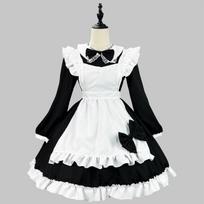 Japonų tarnaitės cosplay miela lolita vakarėlio suknelė juoda balta ilgomis rankovėmis klasikinė prijuostė tarnaitės vaidmenų žaidimas padavėja persirenginėjimas XXL white