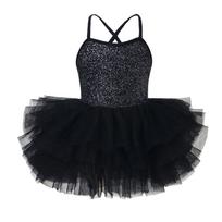 Girls Ballet Dance Tutu Dress Kids Sleeveless Vest Tulle Bowknot Skate Gymnastics Christmas Birthday Party Leotard Dancewear XS black