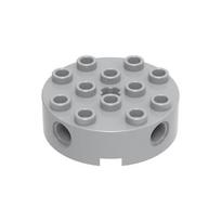 10 vnt. 6222 apvalus plytas 4 x 4 su 4 šoninėmis skylutėmis kaišteliams ir centrine skylute ašiai, suderinamas su 6222 konstruktoriaus žaislais 10pcs gray