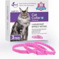 Calming Collar for Cats Pet Calming Pheromone Collar for Cats Dogs Calming Collar for Anxiety Effective Relieve Anxiety Stress 3 pce pink CAT gray