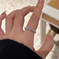 Donut Three-sided Diamond Ring Women's Light Luxury Niche High-end Personality Unique Full Diamond Ring no. 5 brown