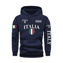Vyriškas Hoodie su Italijos Vėliavos Skydo ir Drąsiomis raidėmis ITALY, Pilkas, Laisvalaikio, Su priekine kišene, Briaunota apyranke ir gobtuvu, Patogus prigludimas, Miesto mada XXL karališkos mėlynos spalvos