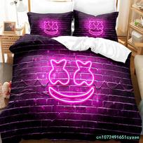 Marshmallow Dj Bedding Set Single Twin Full Queen King Size Bed Set Aldult Kid Bedroom Duvetcover Sets 3D Print Hip Hop 160*200cm/63x79in Single/Twin 3pcs purple