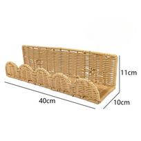 Wall Mounted Wicker Basket For Living Room Bedroom Bathroom Decorative Storage Rack Modern Office Magazine Display Rack beige