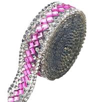 Sticky Trim Self Adhesive Rhinestone Chain Shiny DIY Rhinestone Strip Colorful Rhinestone Band Wedding Dress rožinė