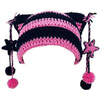 Adult Knit Cat Ear Hat with Pompoms Decor Cute Students Outdoor Cycling Skiing Hat Winter Keep Warm Hat for Couple pink