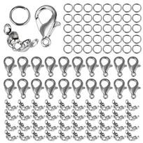 100pcs/Lot Metal Lobster Clasps Set Lobster Clasp Open Jump Rings For Bracelet Necklace Connectors Jewelry Making DIY Wholesale gray