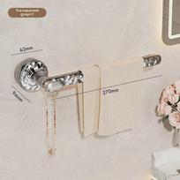 Punch-Free Wall-Mounted Suction Cup Towel Rack - Single Rod for Bathroom or Toilet gray