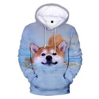 Shiba Inu Doge Dog 3D Print Hoodie Vyriški Moteriški Animacinių filmų Megztiniai Harajuku Hip Hop Sportiniai kostiumai Viršutiniai pavasario rudens drabužiai M gray