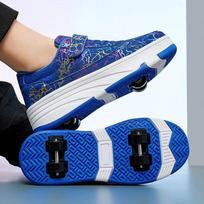 Moterims nuimami 4 ratukų riedučiai batai Nauji sportbačiai su LED moterims Kokybiški mergaitėms čiuožimo riedučiai batai su ratukais EUR-42 blue