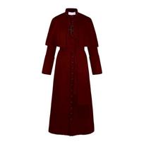 Vienspalvis Priest Cos kostiumas Helovinas Priest Viduramžių Retro Cosplay kostiumas M vyno raudonos spalvos