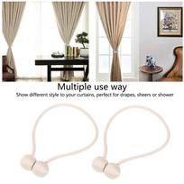 2Pcs Strong Magnetic Curtain Tiebacks Tie Backs Buckle Holder Holdbacks Window Decorative AccessoriesBeige white