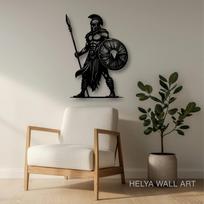 Spartan Warrior Metal Art Greek Soldier Wall Decor Gym 12in juoda