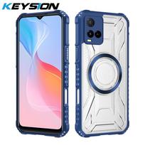 KEYSION Skaidrus magnetinis dėklas skirtas VIVO Y21 Y21S Y21T Y33S Y33T Silikoninis+PC Atsparus smūgiams telefono dėklas skirtas VIVO T1X for VIVO Y21S mėlyna