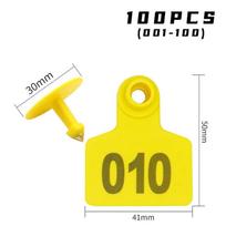 100Pcs Sheep and Pig Ear Tag Signs with Number Copper Head Earrings Farm Livestock Sheep Ear Identification Tools