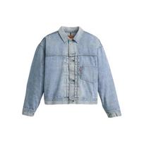 Levis X Beams Co-Branded Solid Color Denim Jacket With Single-Breasted Collar Unisex Jackets Blue A8424-0000 XL