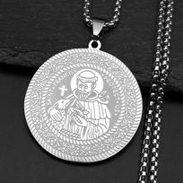 Catholic Saint Francis Protect Us Pendant Necklace for Women Men Stainless Steel Gold Color Animal Medal Chain Amulet Jewelry white