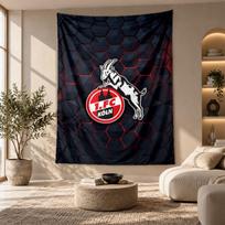 Dekoratyvinė gobelenas, FC Köln spausdintas sienos menas, lengvas sieninis kabinamas elementas miegamojo fonui 100cmx150cm beige