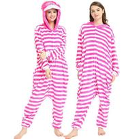 Unisex Lion Cosplay Costume Adult Onesie Jumpsuit Soft And Cozy Lounge Wear Cheshire Cat,XL pink
