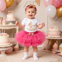 Kūdikių vasaros atostogų 3 dalių rinkinys: Laiškas šliaužtinukas, tinklinė princesės suknelė mergaitėms nuo 0 iki 2 metų 59 (0-3 months) pink