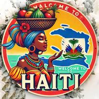 pc Haitian Welcome Motif Iron Sign  x Inch Round Metal Wall Art for Bars Cafes Clubs Kitchens  Flat Printed Circular Han 20x20cm(8x8inch) multi