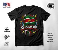 Suriname Flag Graffiti Graphic T-Shirt Black Unisex S-2XL XXXL black