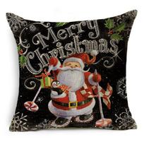 Vibrant Christmas Xmas Linen Cushion Cover With Invisible Zipper For Easy Cleaning Style3-I gray