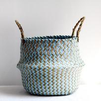 Boho Dekoras Dryžuoti Pintiniai Laikymo Krepšiai Rankų darbo Sulankstomas Skalbinių Krepšys Patchwork Jūržolių Gėlė Pilvas Sodo Gėlių Vazonas 27cmX24cm gray