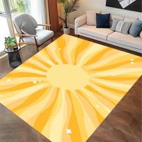 Sunset Rug Mid Century Modern Carpet Non Slip Multi Wave Mat for Living Room Bathroom Home Office Decor Floor Mat 40X60cm-16x24in yellow