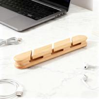 Wooden Self-Adhesive Cord Management Clips, Ideal for Organizing USB, Power & Mouse Cables Tidy and Decorative gray