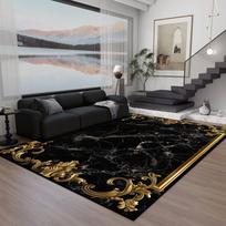Juodo ir aukso marmuro KILIMAS SVETAINEI Plaunami kambario dekoracijos Sofos Stalo Didelio ploto kilimai Neslystantis Didelis kilimas Kavos staliukų kilimėlis 200x300cm 78.7x118in
