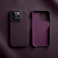 Melkco magnetinis belaidžio įkrovimo dėklas IPhone 16 15 14 Pro Max 16+ 15+ 14 Plus, originalios karvės odos MagSafe telefono dėklas For iPhone 14 black