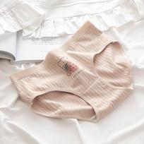 Sweetheart Braškių pledas Medvilniniai tarpkojo moteriški apatiniai vertikalios juostelės mergaičių kelnaitės Medvilniniai kvėpuojantys studentiški trikampiai šortai M beige
