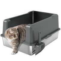 Stainless steel cat litter box 85L large capacity semi-closed litter house, 71 x 50.8 x 35.5 cm grey 71 x 50.8 x 35.5 cm