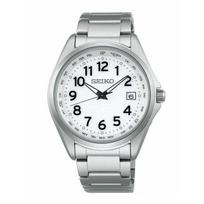 Seiko Watch Seiko Selection Titanium Solar Radio World Time SBTM327 Silver/White (Arabic Numerals)