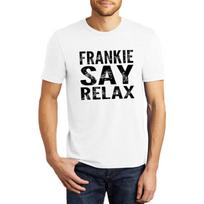 Juokingi marškinėliai vyrams Frankie Say Relax Juokingi 80-ųjų muzikiniai marškinėliai Tri-blend marškinėliai S balta