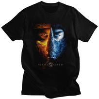 Custom Mortal Kombat Sub Zero Scorpion T Shirts Men Pure Cotton Tee Tops Fighting Game Tshirt ShortSleeve Casual Tshirt S brown