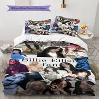 Billie Eilish Custom Name Pattern Bedding,Quilt Set Quilt Cover Pillowcase Home Birthday Gift(1 * duvet cover + 2 * pillowcase, without core) 135x200cm gray