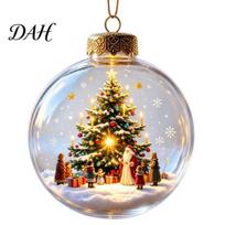 Gifts for Family And Friends Christmas 3D Faux Crystal Ball Hanging Ornaments with Warm LED Party Trinkets Lights, Luminous Tree Pendant Holiday Home With Light