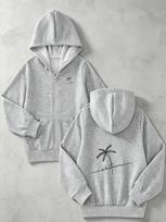 Vaikams užtrauktuku su gobtuvu striukė Minimalistinis palmių medis Nesvarbu raštas Ilgomis rankovėmis Laisvalaikio gatvės hoodie Mergaitėms Kasdieninis lauko viršutinis drabužis 160 gray