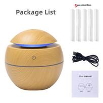 Mini oro drėkintuvas USB ultragarsinis aromato difuzorius medžio imitacijos 7 LED lemputės elektrinis eterinių aliejų difuzorius namų aromaterapijai 01 filterX5