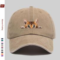 1pc Cute Cat Fashion Printed Baseball Cap, Pet Casual Design Sun Hat, Comfortable Lightweight Trucker Decor Hat, Adjustable Stra One Size gray