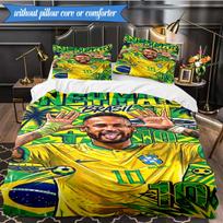 Lucky Football Neymar Journey 3pcs Bedding,Including 1pc Duvet Cover And 2pcs Pillowcases Perfect for Christmas,Ideal for Bedroom, Dormitory 135cmx200cm white